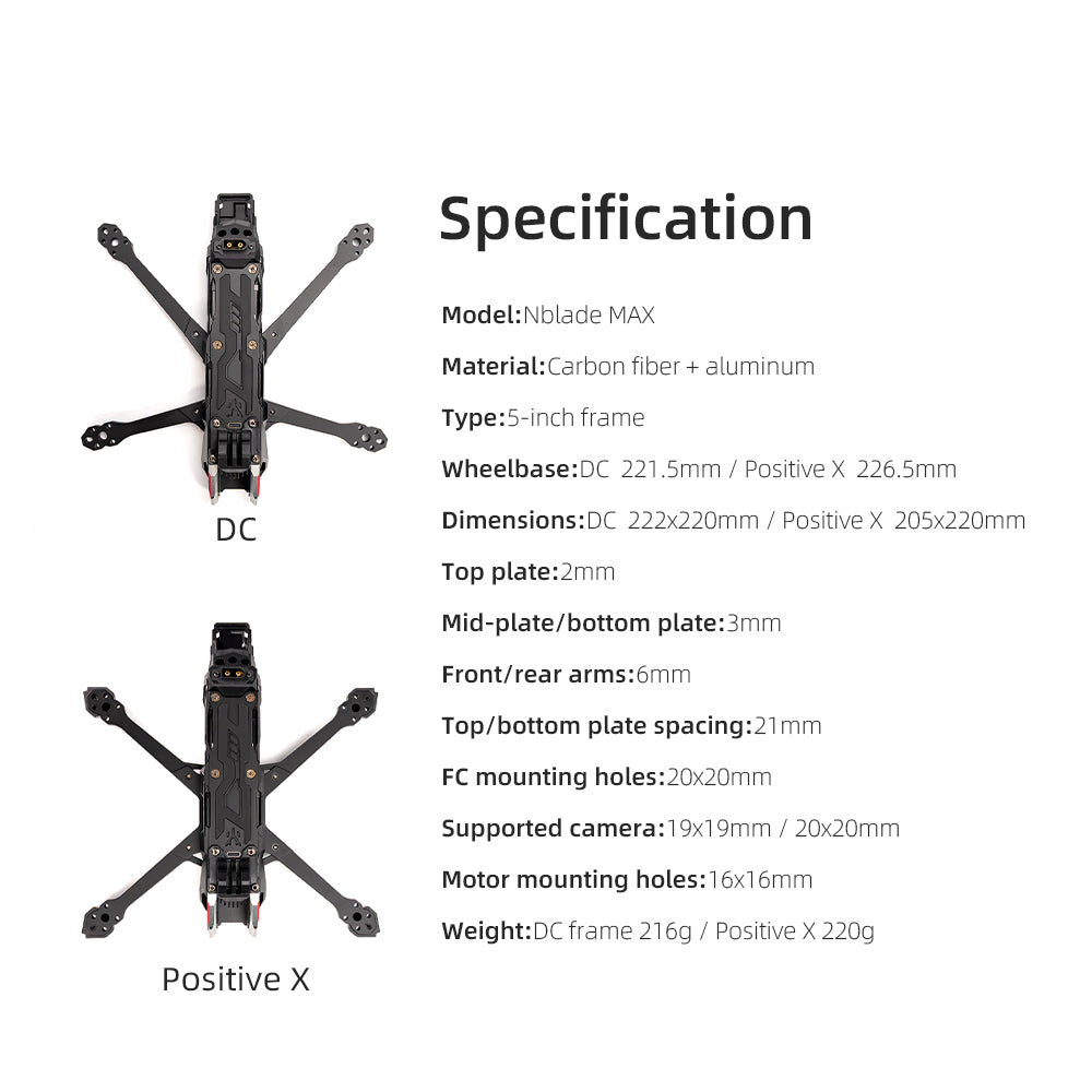 HGLRC Nblade MAX 5 inch True X / DC Freestyle Cinematic FPV Frame - Image 10