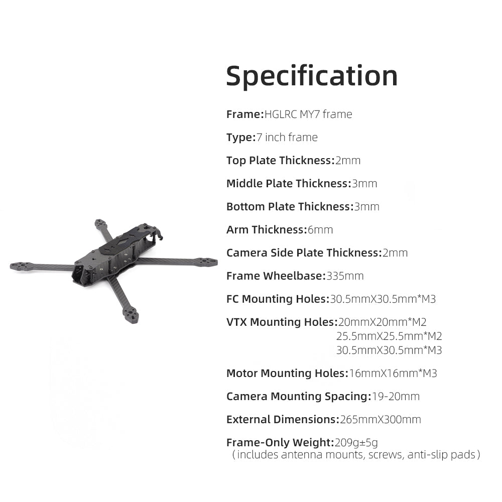 HGLRC MY7 7-inch Long-range & Train ing FPV Frame - Image 7